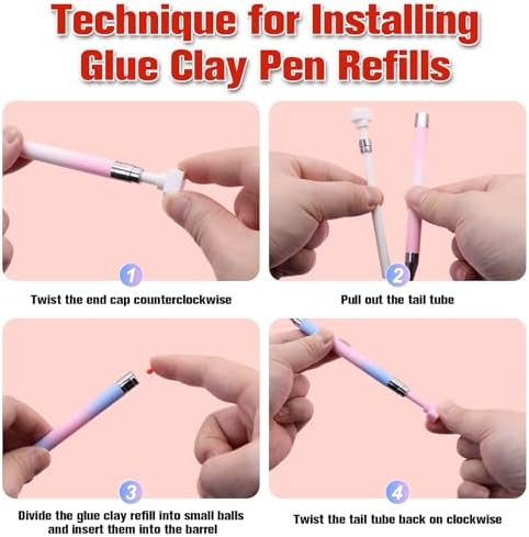 ZYNERY 24 Pcs Glue Clay Refills Paint Pen for Diamond Art Pen Tools, Diamond Refillable Paint Pens for Rhinestones, Gem Art Rhinestone Picker Tool for 5D Gem Painting (8 Boxes)