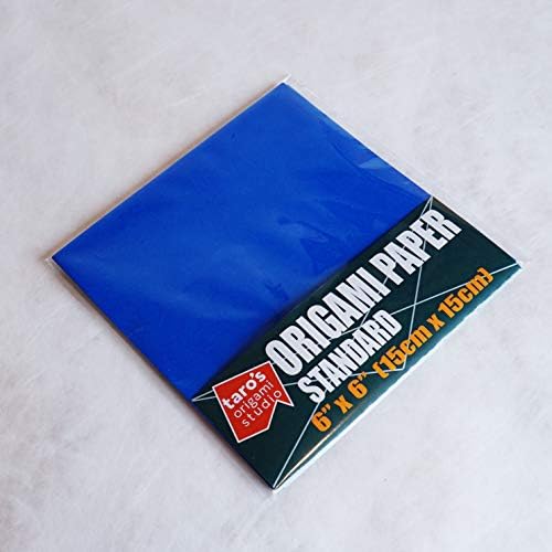 [Taro's Origami Studio] Standard 6 Inch One Sided Single Colors (Blue) 50 Sheets (All Same Color) Square Easy Fold Premium Japanese Paper for Beginner
