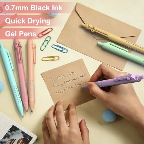 6 Pack Bible Journaling Gel Pens, 0.7mm Black Ink Retractable