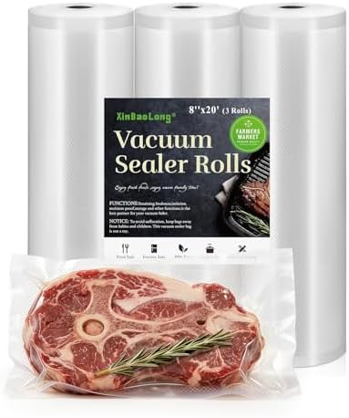 Kitchen Essentials, Vacuum Sealer Bags 3 Rolls 8"x20' Freezer Bags