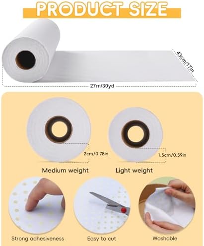 UzecPk Light Weight 17" X 30yd Fusible Interfacing for Sewing