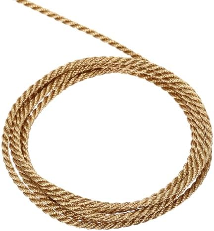 MECCANIXITY Twisted Cord Trim, 5 Yard 2mm 3-Ply Twine Braided Rope Shiny Thread String for Craft Gift Bag Curtain Christmas Decor, Deep Gold - 5m