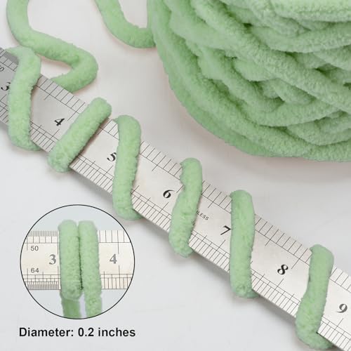 Sage Green Chunky Chenille Yarn, #6 Super Bulky, 28 oz/576 Yards