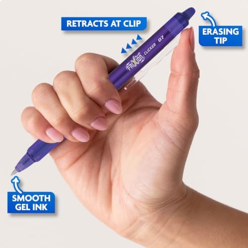 PILOT FriXion Clicker Erasable, Assorted Color Inks, 15-Pack Pouch