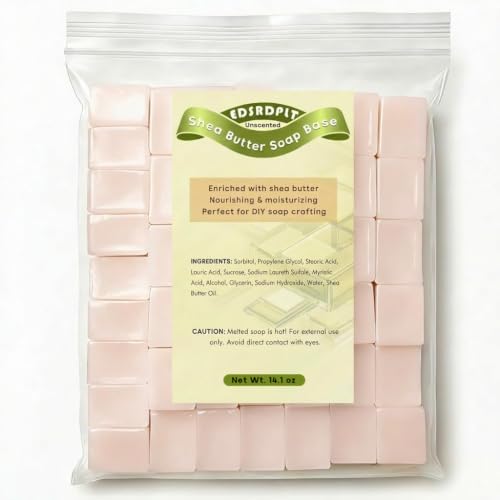 14.1oz Shea Butter Soap Base Cubes Pre-Cut Soap Blocks, Melt and Pour Soap Base for DIY Soap Making, Beginners & Small Batch Crafts (Shea Butter)