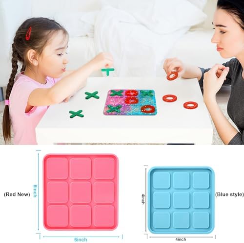 DECYOOL 6Pcs Big Tic Tac Toe Silicone Resin Mold for X O Board Game