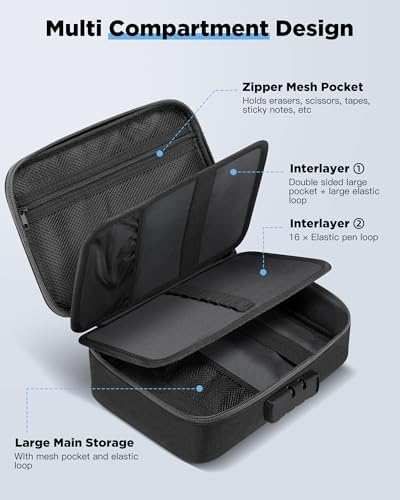 Zannaki Big Capacity Storage Pouch Marker Pen Pencil Case Simple Stationery Bag Box Art Tool & Sketch Storage Boxes for Bullet Journal Middle High School Office College Student Girl Women Adult Teen