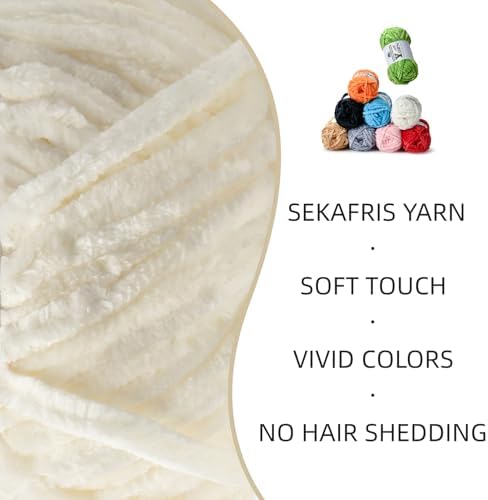 Chenille Crochet White Yarn 2 Pack