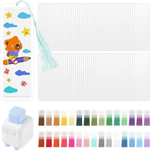 451Pcs DIY Bookmark Making Kit with Laminating Pouches, Tassels, Punch