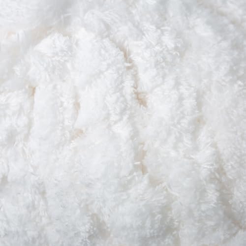 Loops & Threads Fluffy Chenille Yarn - Yarn for Knitting, Crochet, Weaving, and Arts & Crafts - White, Polyester, 10.58 oz