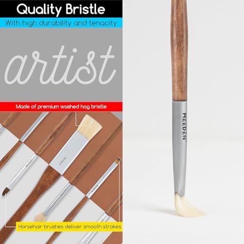 MEEDEN Artist Oil Paint Brush Set: 10 Pcs Hog Bristle Art Paint Brushes