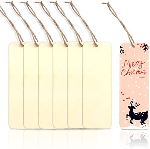 100 Sets 6 x 2 Inch Wooden Bookmarks with Holes and 10M Ropes