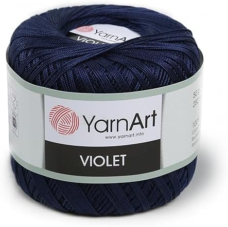 Yarn Art 1 Skein YarnArt Violet,100 Mercerized Cotton Yarn Threads Crochet Lace Hand Knitting Yarn Embroidery Arts Crafts (Navy Blue 0066)
