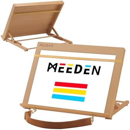 MEEDEN Wooden Tabletop Art Easel: A3 Wooden Tabletop Easel for Painting | Adjustable Drawing Sketching Board with Shoulder Strap - Portable Beechwood Desktop Easel Stand for Adult, Artist, Student