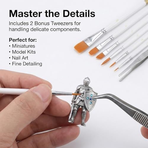 6 Pcs Cake Painting Brushes Set with 2 Pcs Straight and Curved Tweezers Food Decorating Brush for Dusting Edible Glitter and Color for Pastry, Cookie, Cakes Decoration