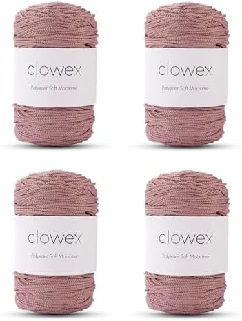Polyester Soft Macrame Cord 2.5-3mm, 4 Skeins x 191 Yards x 1/9 inc Turkish Polyester Rope, Braided Macrame Yarn for DIY Crafts, Plant Hanger, Wall Hanging, Macrame Bag
