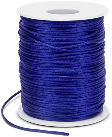 1.5mm Nylon Cord 328 Feet Satin Cord Nylon String for Bracelets, Bracelet Thread Bead String for Jewelry Making, Necklace, Chinese Knotting, Beading, DIY Crafts (Royal Blue)
