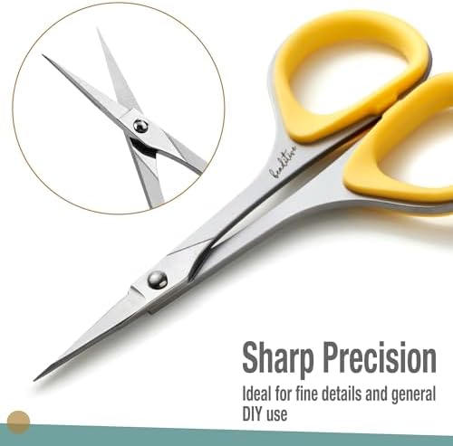Beaditive Sewing and Embroidery Scissors Set (2 pcs) Curved and Straight, Sharp, Stainless-Steel Design | Precision Tips, Ergonomic Rubber Handle Grip | Small, Compact DIY Use (Extra Sharp)
