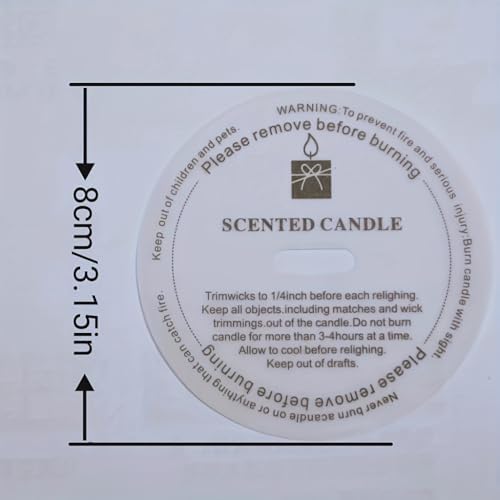 Round Candle Warning Safety Stickers,Labels with Burning Instructions