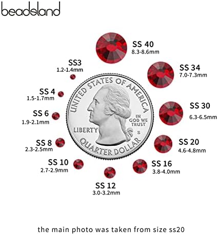 Beadsland Hotfix Rhinestones Bulk, Siam, SS6, 14400pcs