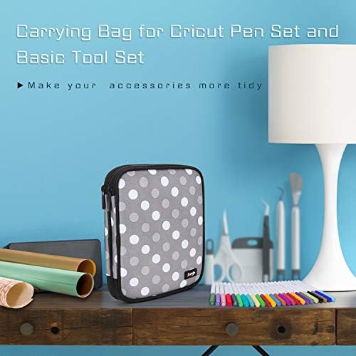LUXJA Carrying Bag Compatible with Cricut Pen Set & Tool Set, Gray Dots