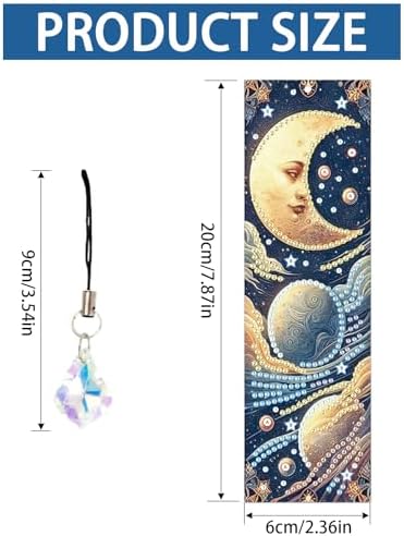 4-Piece Diamond Painting Bookmarks Set for Adults – Sun, Moon, and Waves Design DIY 5D Rhinestone Diamond Art Bookmark Kits with Tassels, Beautiful Diamond Art Bookmarks for Crafts Gifts