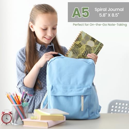 Lined Spiral Journal Notebook, A5 College Ruled Notebook for Note-Taking