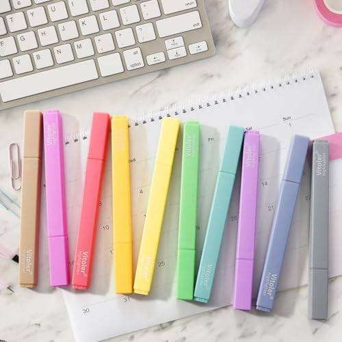 Vitole Cute Highlighters Set,Assorted Color,Quick Dry,Cute School Supplies | 10Pcs Aesthetic, Pastel,No Bleed,Dry Fast, Bible Study for Journaling Planner Notes