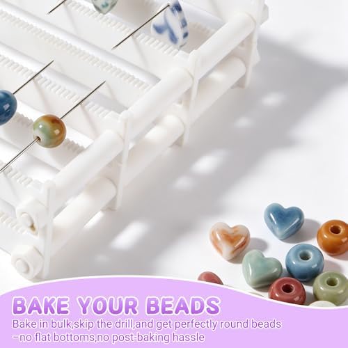 WECLAYER Bead Baking Rack,Polymer Clay Tools with 232 Slots(58 * 4) – Stackable & Heat-Resistant Drying Rack for Jewelry Making, Oven Safe for Home Ovens, Includes 25 Pins