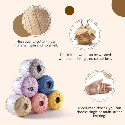 Raffia Ribbon Yarn for Crochet, Pink Cotton Yarn for Crocheting Beach Hat