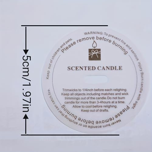 Round Candle Warning Safety Stickers,Labels with Burning Instructions