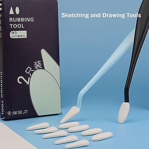2 Sets 20pcs Sketching and Drawing Tools, Paper Art Blender Mixing Stump Sketch Trimmer Erase Sponge Plastic Sketch Pens for Student Artists Charcoal Sketch Drawing Tools (Black)