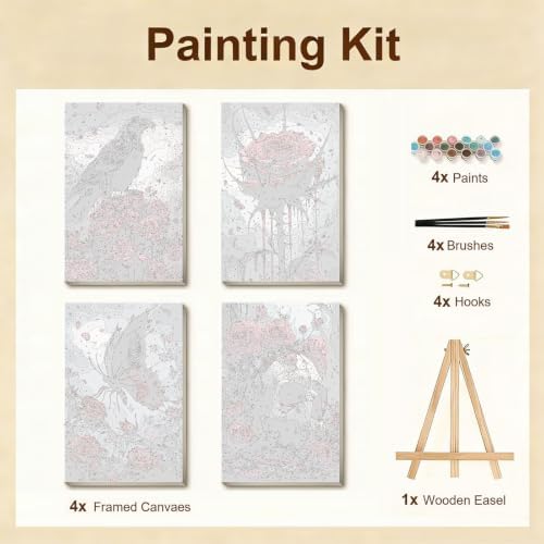 Gemozaic 4 Pack Gothic Paint by Numbers Kit for Adults with Frame & Easel