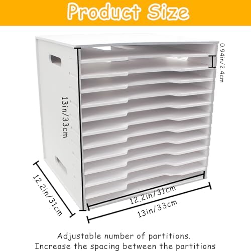12 Tier Scrapbook Paper Organizer,13"x13" Scrapbook Paper Organizer Storage