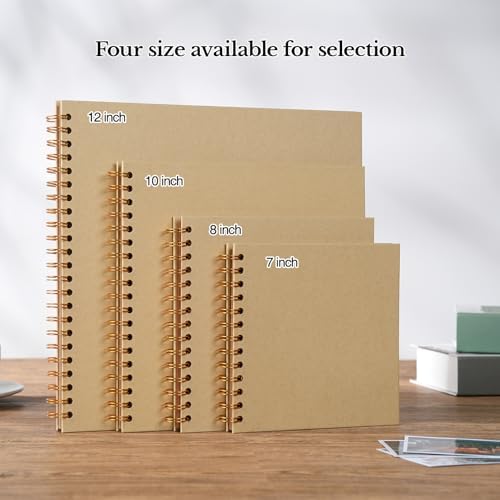 potricher 8 x 8 Inch DIY Scrapbook Album 40 Pages with Kraft Paper, Yellow | Thick Kraft Paper Scrap Book Photo Albums, Memory Book for Wedding, Anniversary, Baby, Family, Travel, DIY Projects