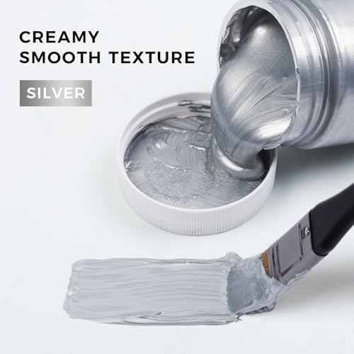 Artme Metallic Silver Acrylic Paint, 100ml Silver Paint for Art, Hand-crafts, Non-Toxic, Non-Fading, Ideal for Canvas, Wood, Fabric, Ceramic, Stone Craft Supplies