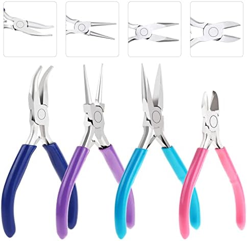 shynek 4pcs Jewelry Pliers Tools Kit for Crafts, Wire Wrapping, Jewelry Making Supplies