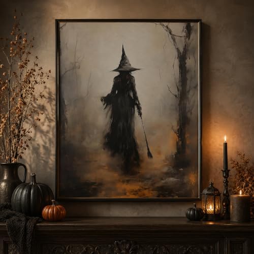 Halloween Paint by Numbers Kit for Adults-Witch,Oil Painting 10x12In