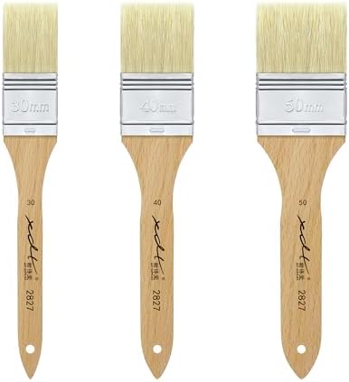XDT#2827 Hake Artist Paint Brush 3 Piece Set, Hog Bristle Paint Brush for Acrylic Painting, Flat Brushes for Art, Wall and Craft Painting, Acrylic Oil Watercolor