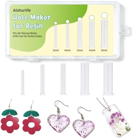 25 Pack Resin Hole Maker with 5 Sizes 3/4/5/6/8mm, No Drill Hole Mold