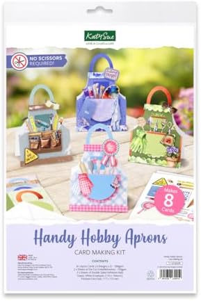 Katy Sue Handy Hobby Aprons Card Making Kit. Contains 8 Shaped Cards, 2 Sheets Die Cut Decoupage, Sticky Foam Pads, Instructions & 8 Envelopes. Apron-Themed Card Making Kits for Adults