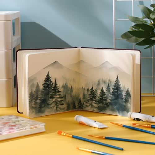 5.5in Watercolor Sketchbook Journal Square Watercolor Notebook Red Brown