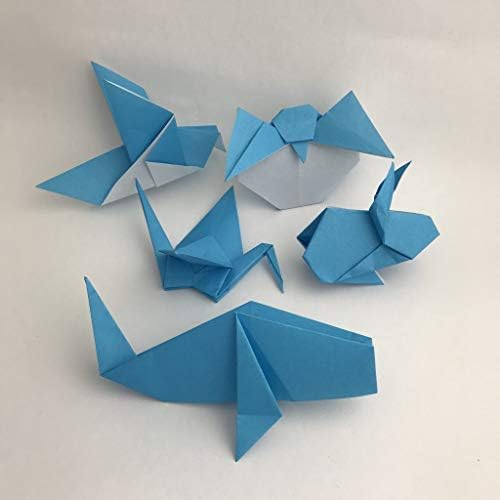 [Taro's Origami Studio] Standard 6 Inch One Sided Single Colors (Blue) 50 Sheets (All Same Color) Square Easy Fold Premium Japanese Paper for Beginner