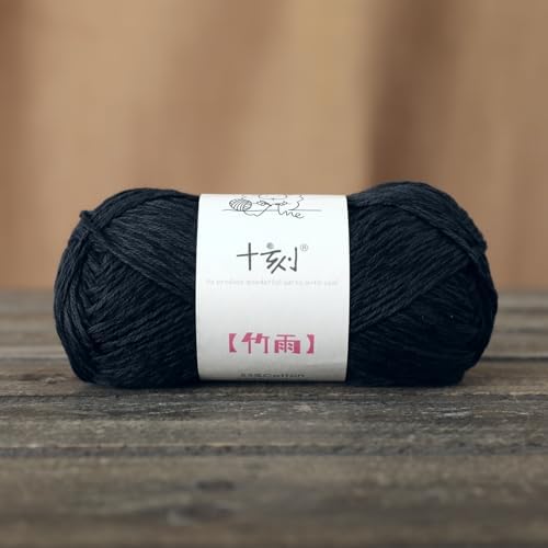 Cotton, Bamboo,Linen Blended Yarn 2 Skeins 50g/1.76oz- 17 Black