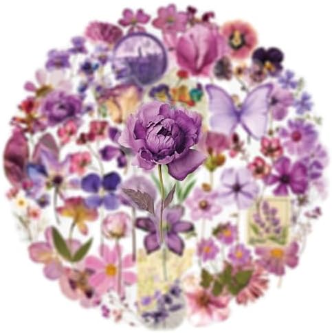 Flora Scrapbook Stickers Aesthetic Flower Sticker Purple