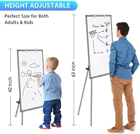 Maxtek Easel Whiteboard 36 x 24, Stand Tripod with Height Adjustable, Gray