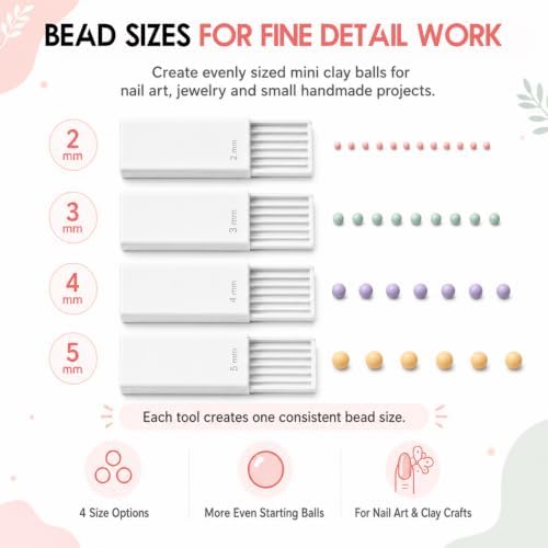 3D Print Clay Gel Ball Maker Tool,Mini Polymer Clay Bead Maker,for 3D Gel Flowers, Sphere Shaper Roller Tool for Perfect Round Beads, Earrings & Jewelry Making (2-5MM Pink)