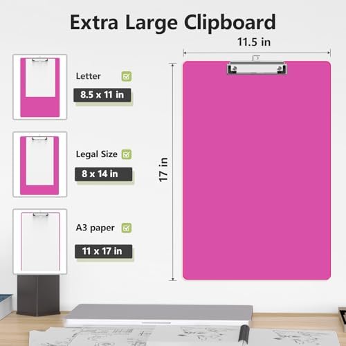 Extra Large Clipboard, 11 x 17 Red Plastic Drawing Board