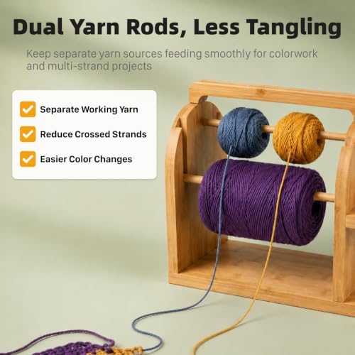 Crochet Yarn Holder with Phone Stand, Dual Rods & 14 Crochet Hooks