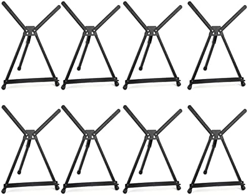 Falling in Art 8 Pack 15" to 21" Tabletop Easel for Painting &Display | Black Aluminum Tripod with Rubber Feet, Holds Canvas, Paintings, Books, Photos, Signs